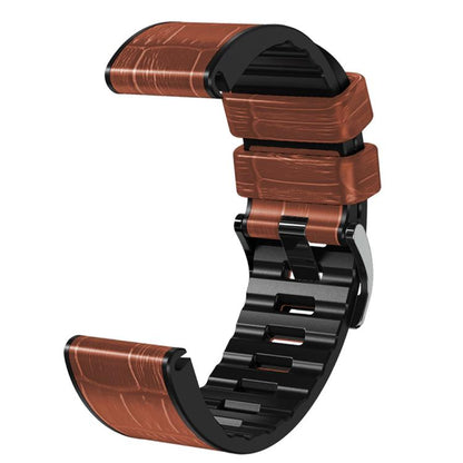 For Garmin QuickFit 22mm Kalebol Crocodile Texture Silicone Leather Watch Band(Brown) by Kalebol