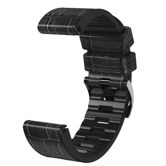 For Garmin QuickFit 26mm Kalebol Crocodile Texture Silicone Leather Watch Band(Black) by Kalebol