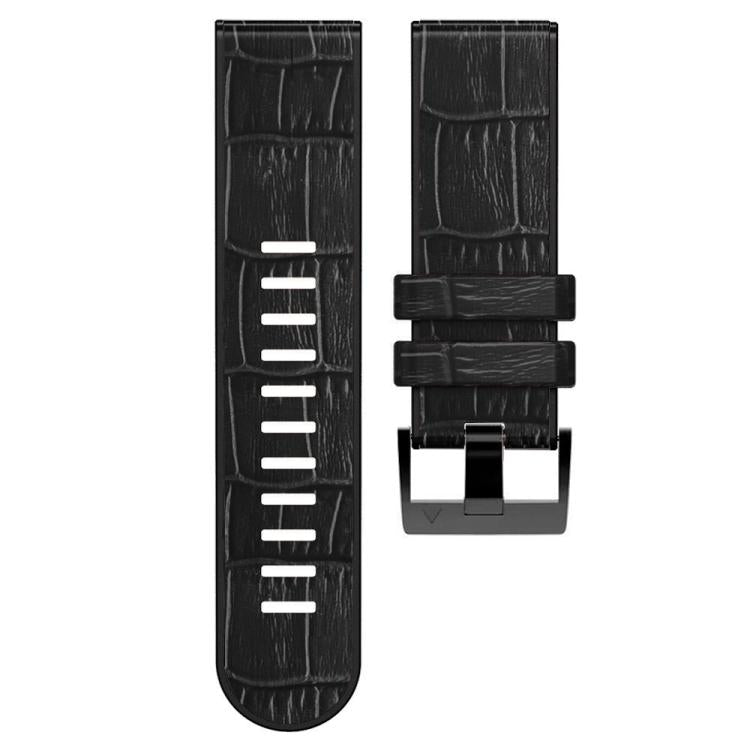 For Garmin QuickFit 26mm Kalebol Crocodile Texture Silicone Leather Watch Band(Black) by Kalebol