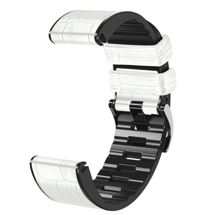 For Garmin QuickFit 26mm Kalebol Crocodile Texture Silicone Leather Watch Band(White) by Kalebol