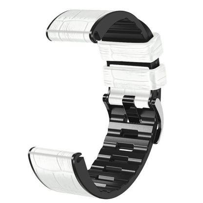 For Garmin QuickFit 26mm Kalebol Crocodile Texture Silicone Leather Watch Band(White) by Kalebol