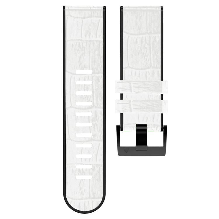 For Garmin QuickFit 26mm Kalebol Crocodile Texture Silicone Leather Watch Band(White) by Kalebol
