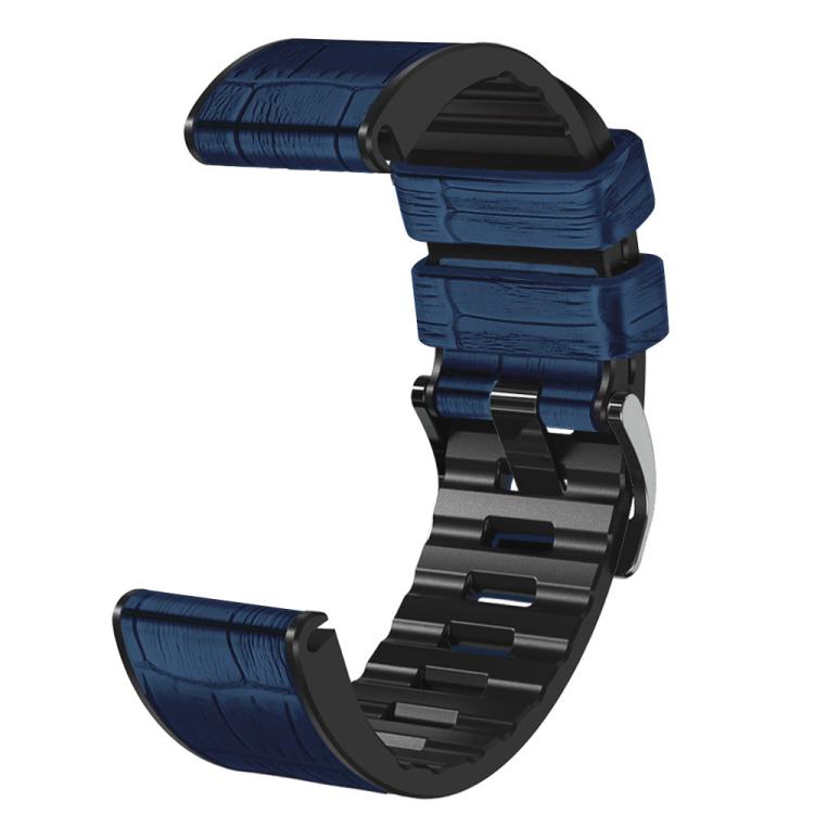 For Garmin QuickFit 26mm Kalebol Crocodile Texture Silicone Leather Watch Band(Dark Blue) by Kalebol