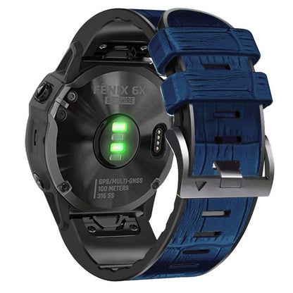 For Garmin QuickFit 26mm Kalebol Crocodile Texture Silicone Leather Watch Band(Dark Blue) by Kalebol