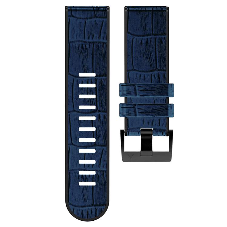 For Garmin QuickFit 26mm Kalebol Crocodile Texture Silicone Leather Watch Band(Dark Blue) by Kalebol