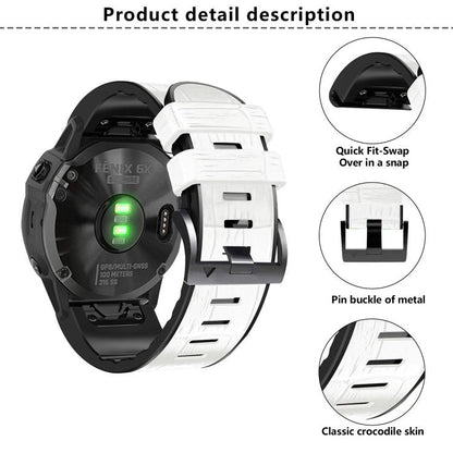 For Garmin QuickFit 26mm Kalebol Crocodile Texture Silicone Leather Watch Band(Black) by Kalebol