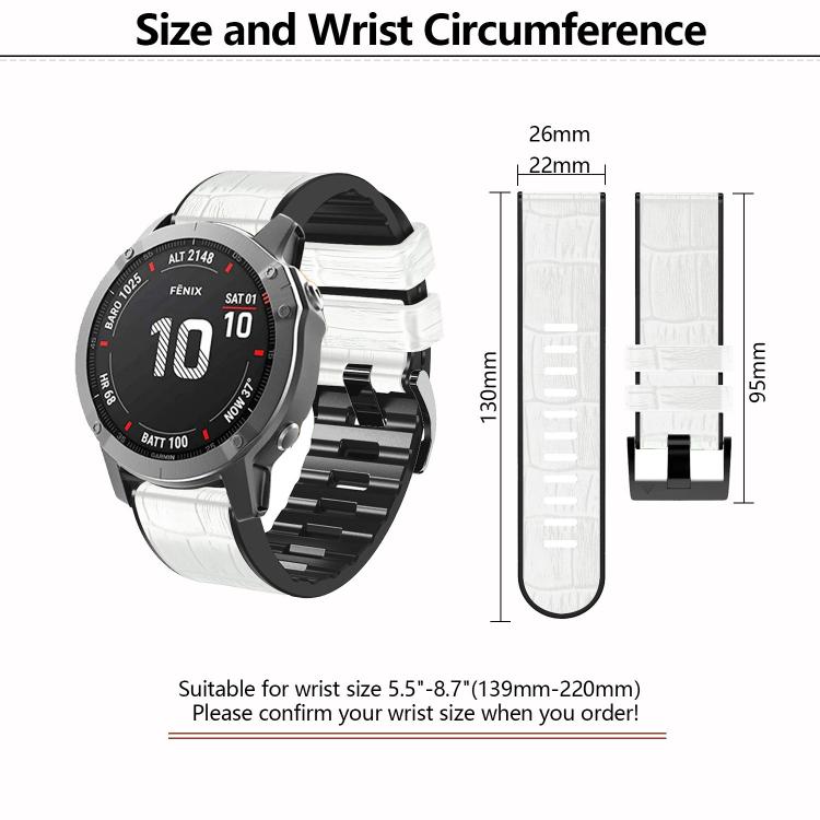 For Garmin QuickFit 26mm Kalebol Crocodile Texture Silicone Leather Watch Band(Black) by Kalebol