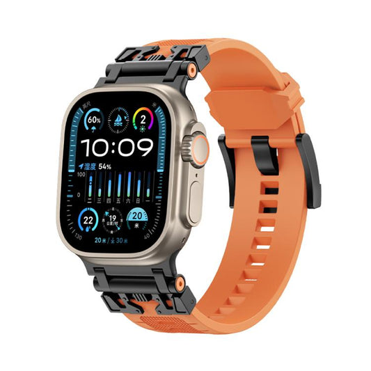 For Apple Watch 46mm / 49mm / 45mm / 44mm Kalebol Armor TPU Watch Band(Black Orange) by Kalebol