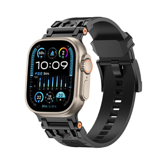 For Apple Watch 46mm / 49mm / 45mm / 44mm Kalebol Armor TPU Watch Band(Black) by Kalebol