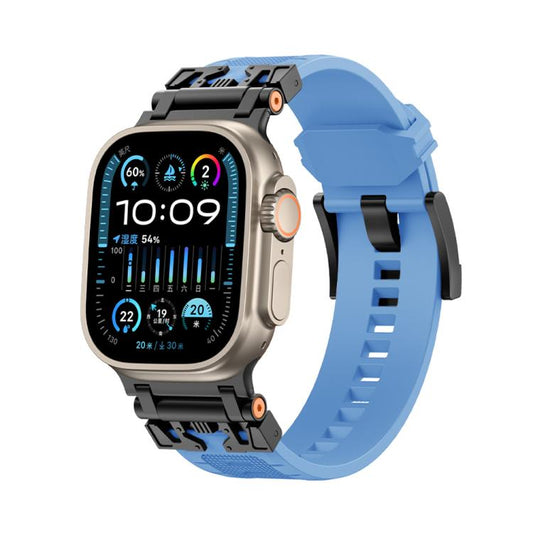 For Apple Watch 46mm / 49mm / 45mm / 44mm Kalebol Armor TPU Watch Band(Black Blue) by Kalebol