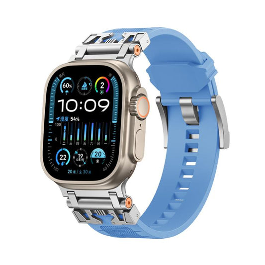 For Apple Watch 46mm / 49mm / 45mm / 44mm Kalebol Armor TPU Watch Band(Silver Light Blue) by Kalebol