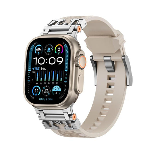 For Apple Watch 46mm / 49mm / 45mm / 44mm Kalebol Armor TPU Watch Band(Silver Starlight) by Kalebol