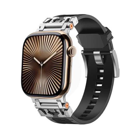 For Apple Watch 42mm / 41mm / 40mm / 38mm Kalebol Armor TPU Watch Band(Silver Black) by Kalebol