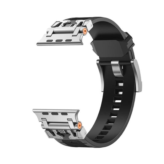 For Apple Watch 42mm / 41mm / 40mm / 38mm Kalebol Armor TPU Watch Band(Silver Black) by Kalebol
