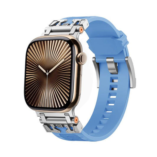 For Apple Watch 42mm / 41mm / 40mm / 38mm Kalebol Armor TPU Watch Band(Silver Light Blue) by Kalebol