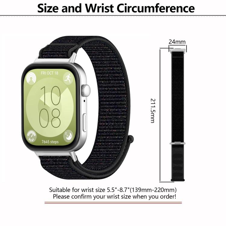 For Huawei Watch Fit3 Kalebol Hook and Loop Nylon Strap(Rainbow) by Kalebol