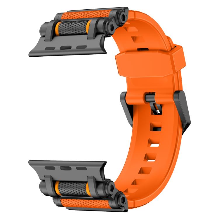 For Apple Watch 46mm / 49mm / 45mm / 44mm Armor Gear Silicone Watch Band(Black Orange) by bashfashion
