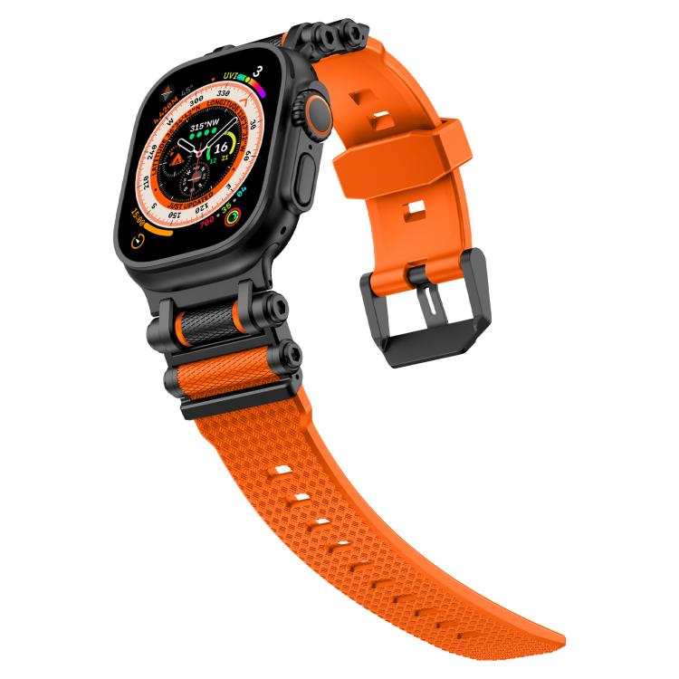 For Apple Watch 46mm / 49mm / 45mm / 44mm Armor Gear Silicone Watch Band(Black Orange) by bashfashion