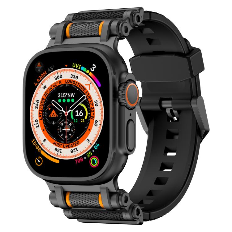 For Apple Watch 46mm / 49mm / 45mm / 44mm Armor Gear Silicone Watch Band(Black) by bashfashion
