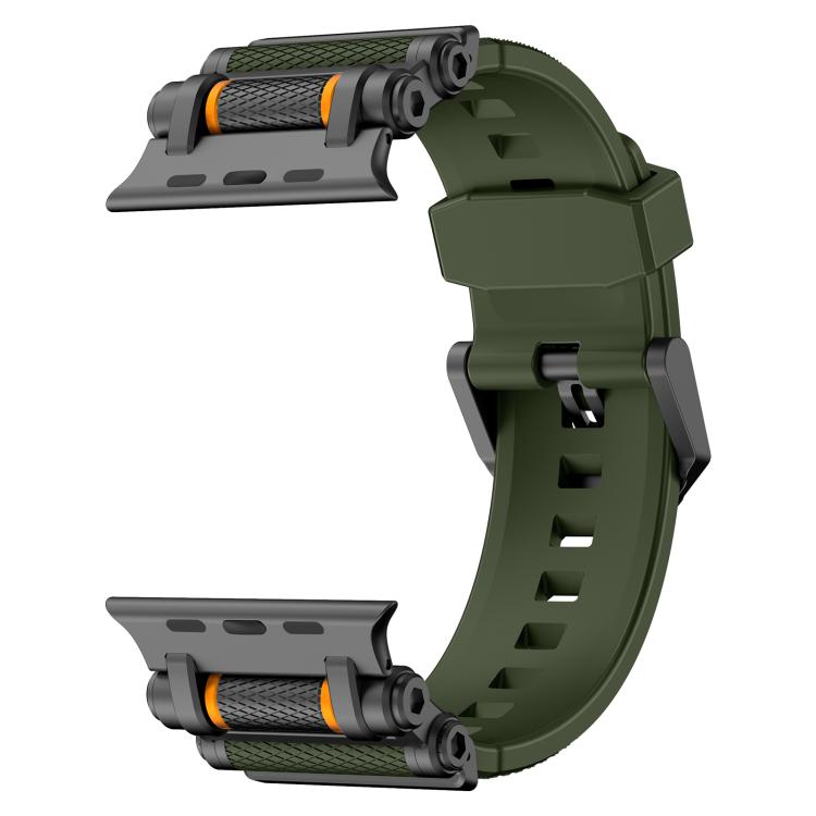 For Apple Watch 46mm / 49mm / 45mm / 44mm Armor Gear Silicone Watch Band(Black Green) by bashfashion