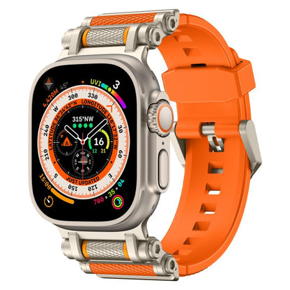 For Apple Watch 46mm / 49mm / 45mm / 44mm Armor Gear Silicone Watch Band(Titanium Orange) by bashfashion