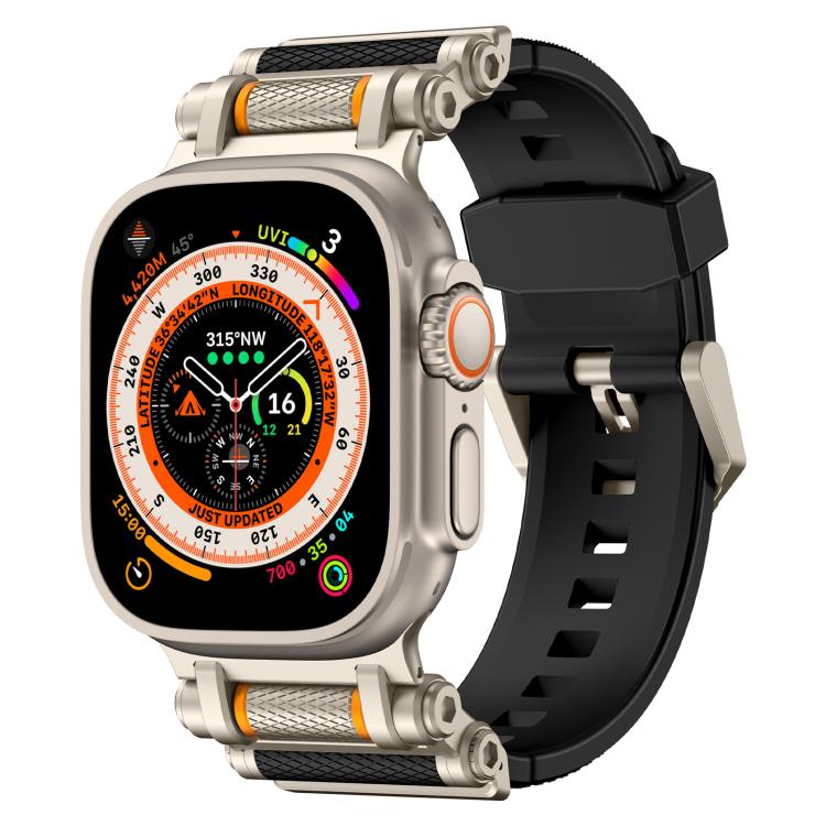 For Apple Watch 46mm / 49mm / 45mm / 44mm Armor Gear Silicone Watch Band(Titanium Black) by bashfashion