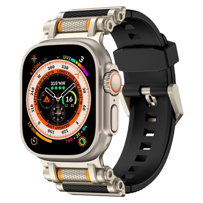 For Apple Watch 46mm / 49mm / 45mm / 44mm Armor Gear Silicone Watch Band(Titanium Black) by bashfashion