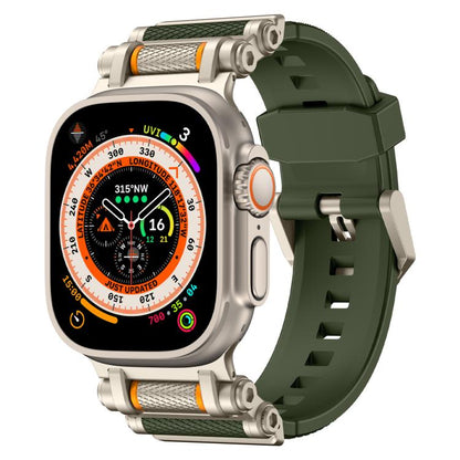 For Apple Watch 46mm / 49mm / 45mm / 44mm Armor Gear Silicone Watch Band(Titanium Green) by bashfashion