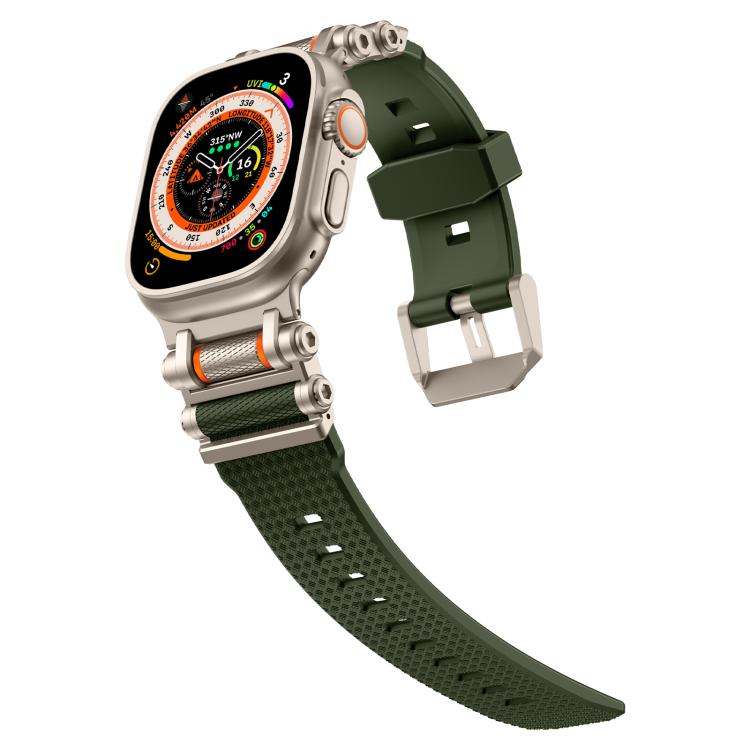 For Apple Watch 46mm / 49mm / 45mm / 44mm Armor Gear Silicone Watch Band(Titanium Green) by bashfashion