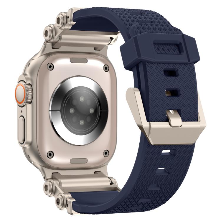 For Apple Watch 46mm / 49mm / 45mm / 44mm Armor Gear Silicone Watch Band(Titanium Blue) by bashfashion