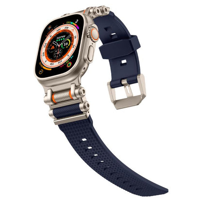 For Apple Watch 46mm / 49mm / 45mm / 44mm Armor Gear Silicone Watch Band(Titanium Blue) by bashfashion