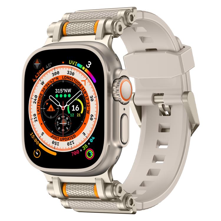 For Apple Watch 46mm / 49mm / 45mm / 44mm Armor Gear Silicone Watch Band(Titanium Starlight) by bashfashion