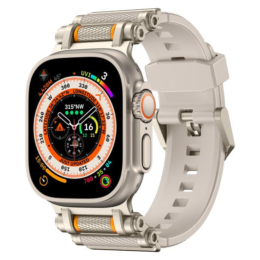 For Apple Watch 46mm / 49mm / 45mm / 44mm Armor Gear Silicone Watch Band(Titanium Starlight) by bashfashion