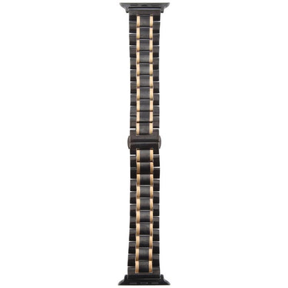 For Apple Watch 46mm / 49mm / 45mm / 44mm Butterfly Buckle New Five Beads Stainless Steel Watch Band(Black Rose Gold) by bashfashion