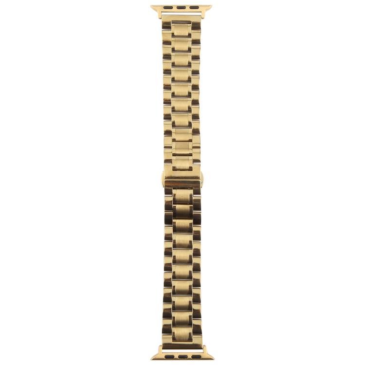 For Apple Watch 46mm / 49mm / 45mm / 44mm Butterfly Buckle New Five Beads Stainless Steel Watch Band(Gold) by bashfashion