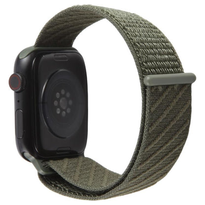 For Apple Watch 46mm / 49mm / 45mm / 44mm Twill Nylon Loop Hook and Loop Fastener Watch Band(Army Green) by bashfashion
