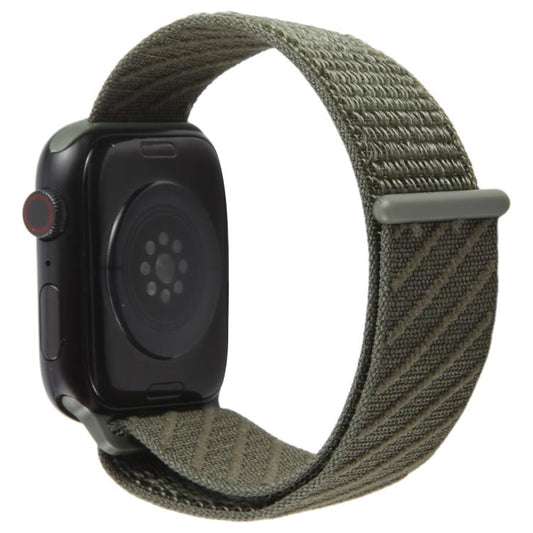 For Apple Watch 46mm / 49mm / 45mm / 44mm Twill Nylon Loop Hook and Loop Fastener Watch Band(Army Green) by bashfashion