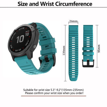 For Garmin QuickFit 26mm Kalebol Concave Texture Silicone Watch Band(Blue Green) by Kalebol