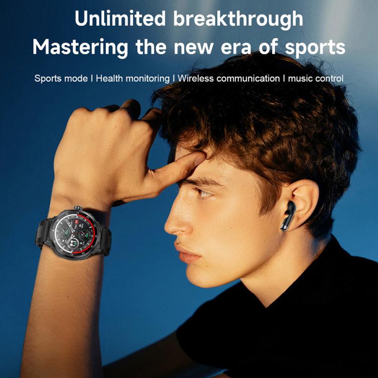 D11 1.46 inch 2 in 1 Bluetooth Earphone Smart Watch, Support Bluetooth Call / NFC / Heart Rate(Green) by bashfashion