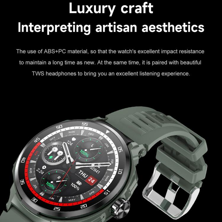 D11 1.46 inch 2 in 1 Bluetooth Earphone Smart Watch, Support Bluetooth Call / NFC / Heart Rate(Green) by bashfashion