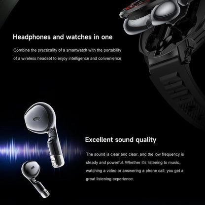 D11 1.46 inch 2 in 1 Bluetooth Earphone Smart Watch, Support Bluetooth Call / NFC / Heart Rate(Green) by bashfashion