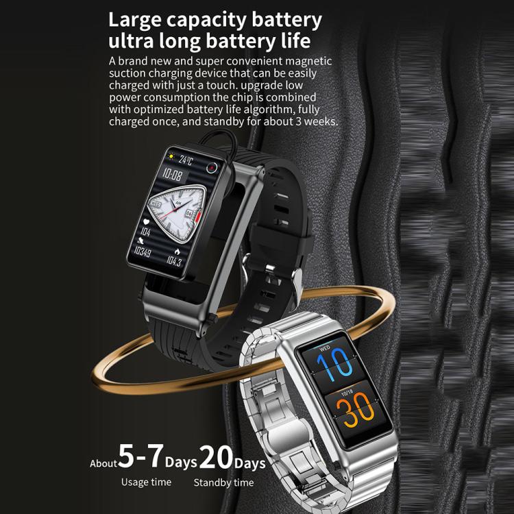 K80 1.57 inch Steel Band IP67 Earphone Detachable Smart Watch, Support Bluetooth Call(Silver) by bashfashion