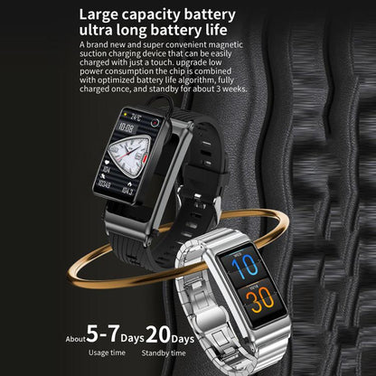 K80 1.57 inch Steel Band IP67 Earphone Detachable Smart Watch, Support Bluetooth Call(Black) by bashfashion