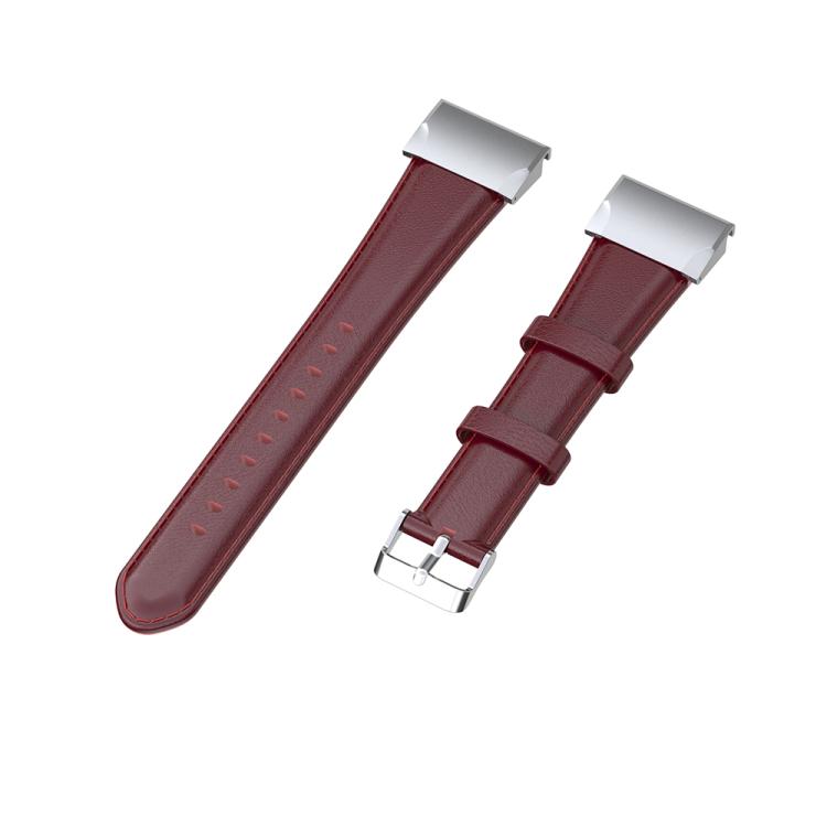 For Garmin QuickFit 22mm Kalebol Waxed Calfskin Leather Watch Band(Dark Red) by Kalebol