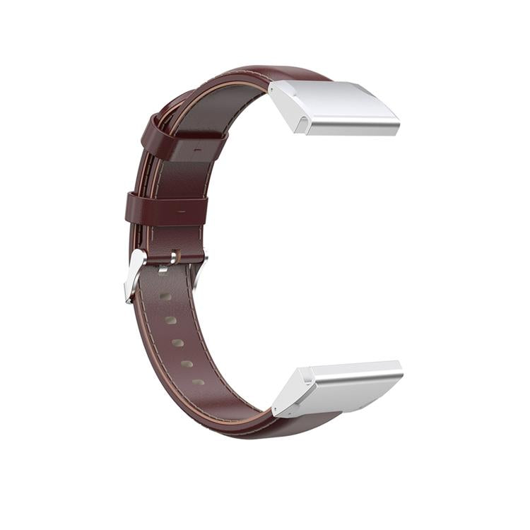 For Garmin QuickFit 22mm Kalebol Waxed Calfskin Leather Watch Band(Brown) by Kalebol