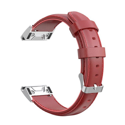For Garmin QuickFit 26mm Kalebol Waxed Calfskin Leather Watch Band(Red) by Kalebol
