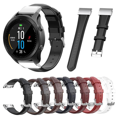 For Garmin QuickFit 22mm Kalebol Waxed Calfskin Leather Watch Band(Dark Red) by Kalebol