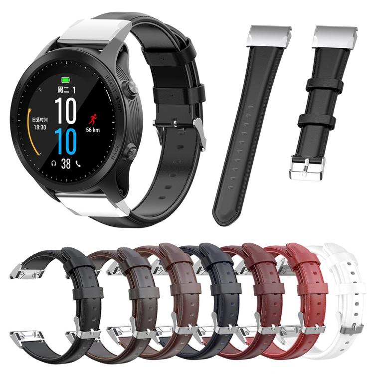 For Garmin QuickFit 26mm Kalebol Waxed Calfskin Leather Watch Band(Navy Blue) by Kalebol