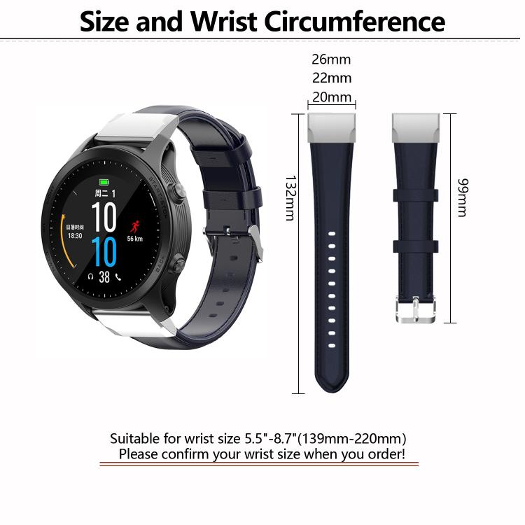 For Garmin QuickFit 26mm Kalebol Waxed Calfskin Leather Watch Band(Navy Blue) by Kalebol