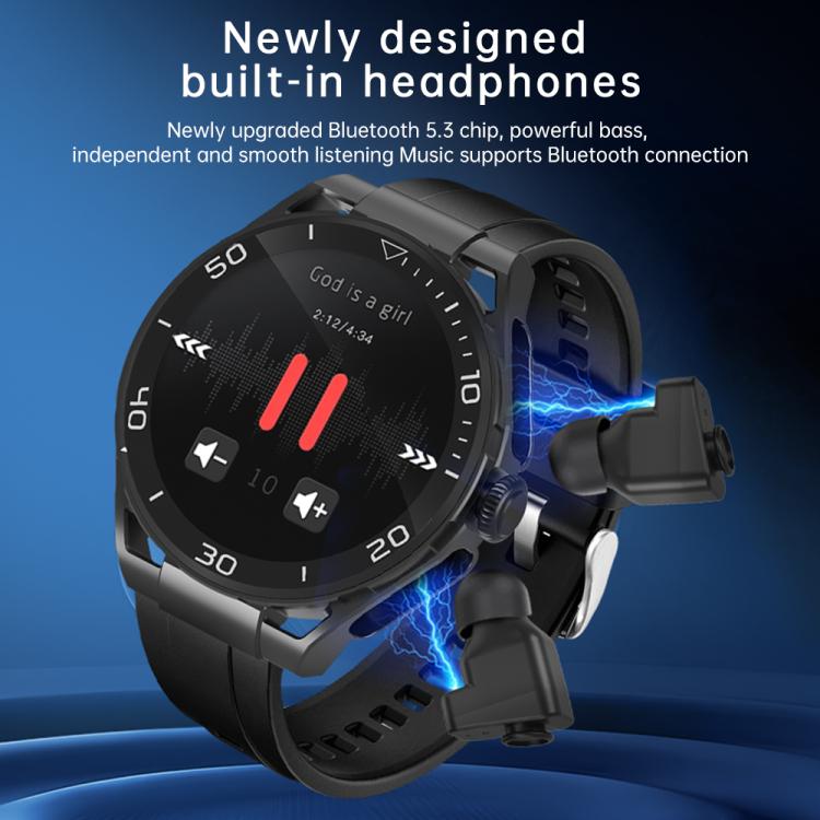 Q11 Dual-mode Bluetooth Headphones Smart Watch,1.58 inch, Support Bluetooth Call / Heart Rate(Black) by bashfashion